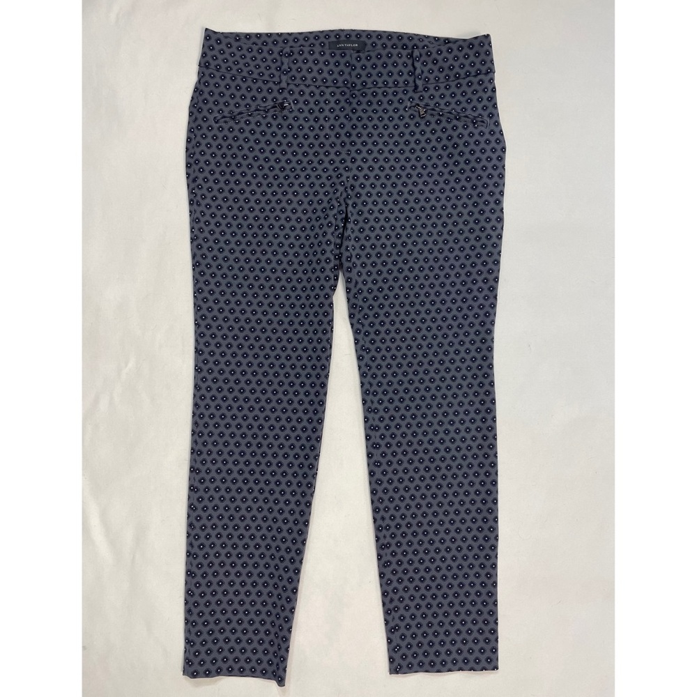 Ann Taylor Grey Black Diamond Print Cotton Blend Pants Size 10